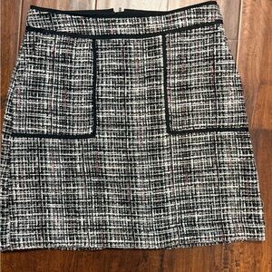 LOFT Black and White Tweed Mini Skirt